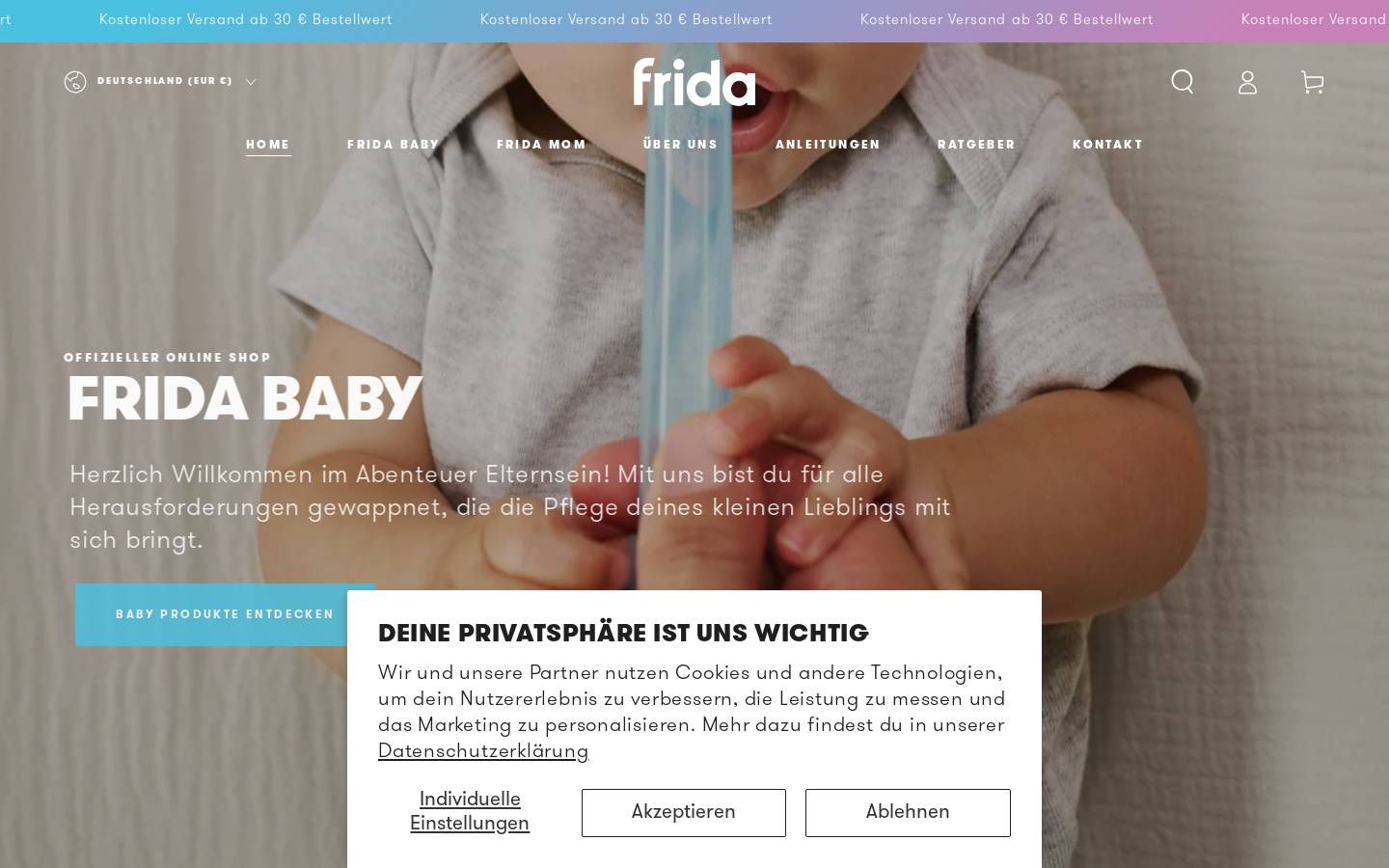 Fridababy homepage screenshot