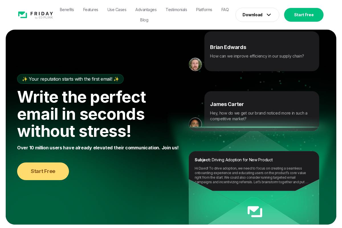 friday-email.ai homepage screenshot