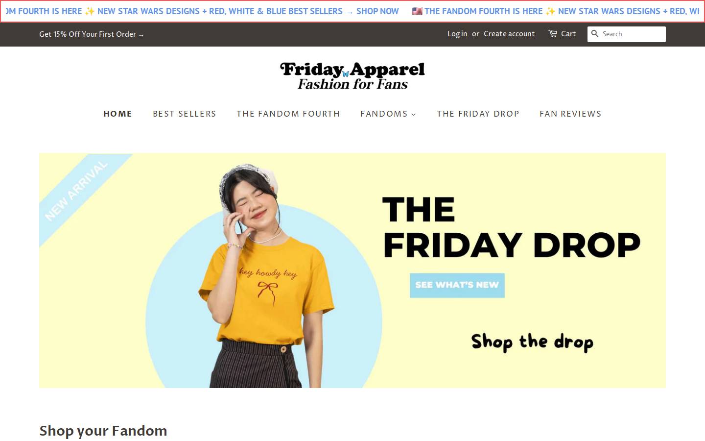 fridayapparel.com homepage screenshot