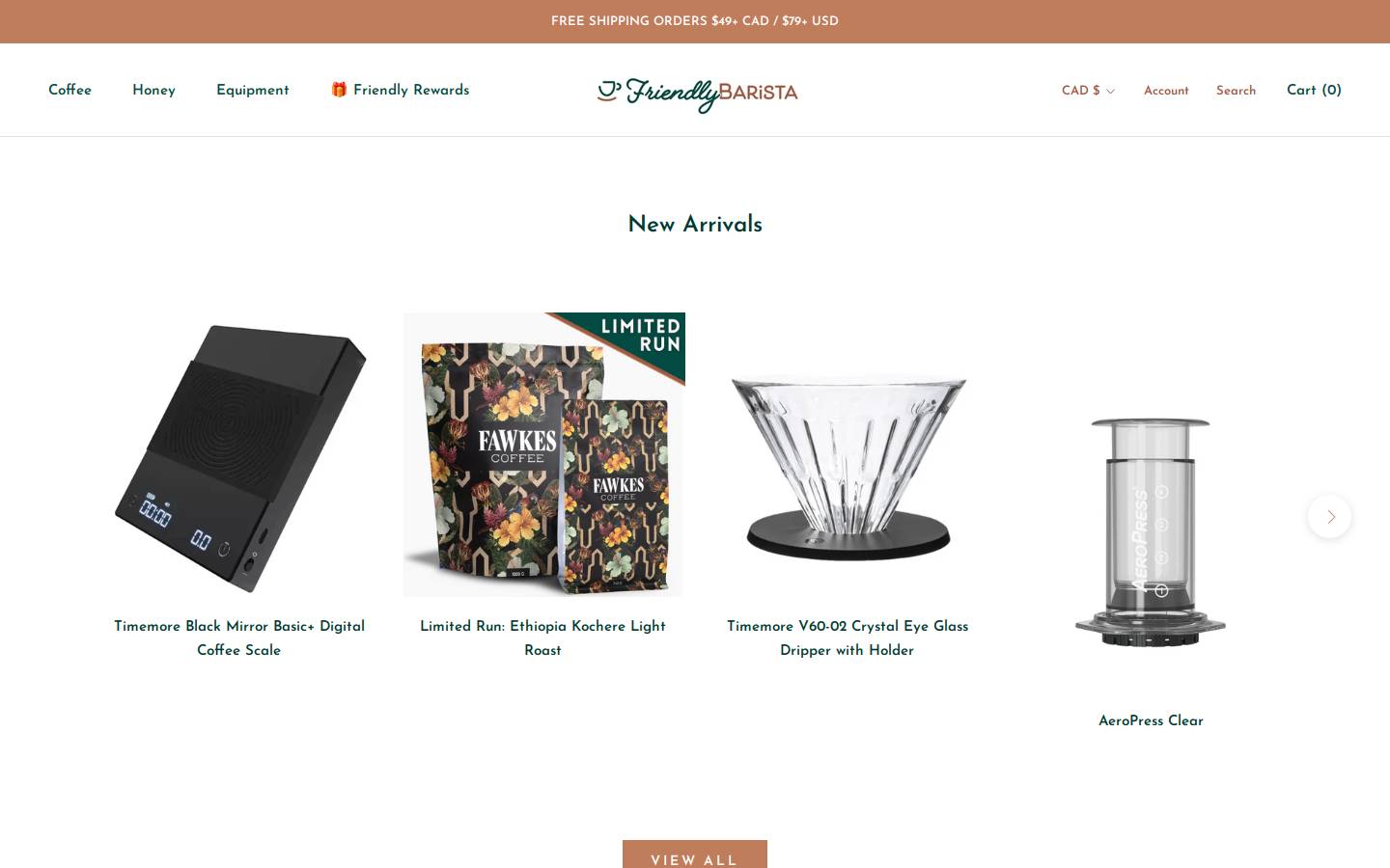 friendlybarista.com homepage screenshot