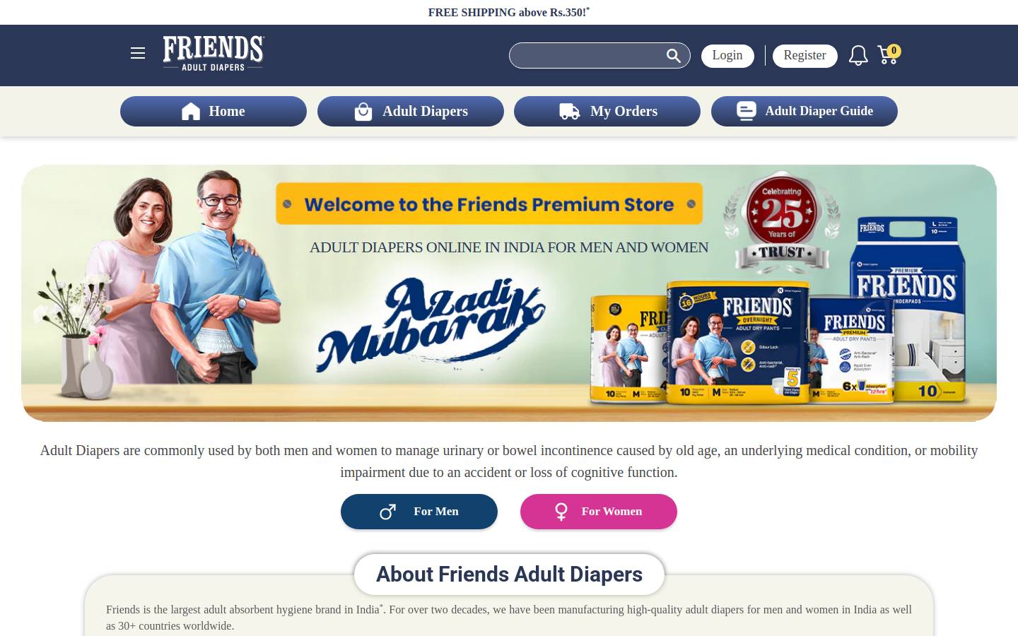 friendsdiaper.in homepage screenshot