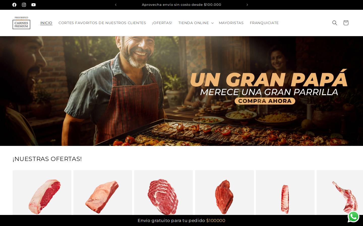 frigorificocarnespremium.com homepage screenshot