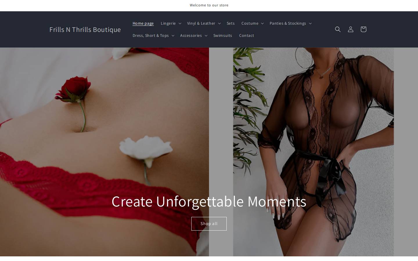 frillsnthrillsboutique.com homepage screenshot