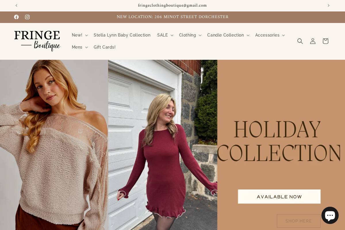 Fringe Clothing Boutique homepage screenshot