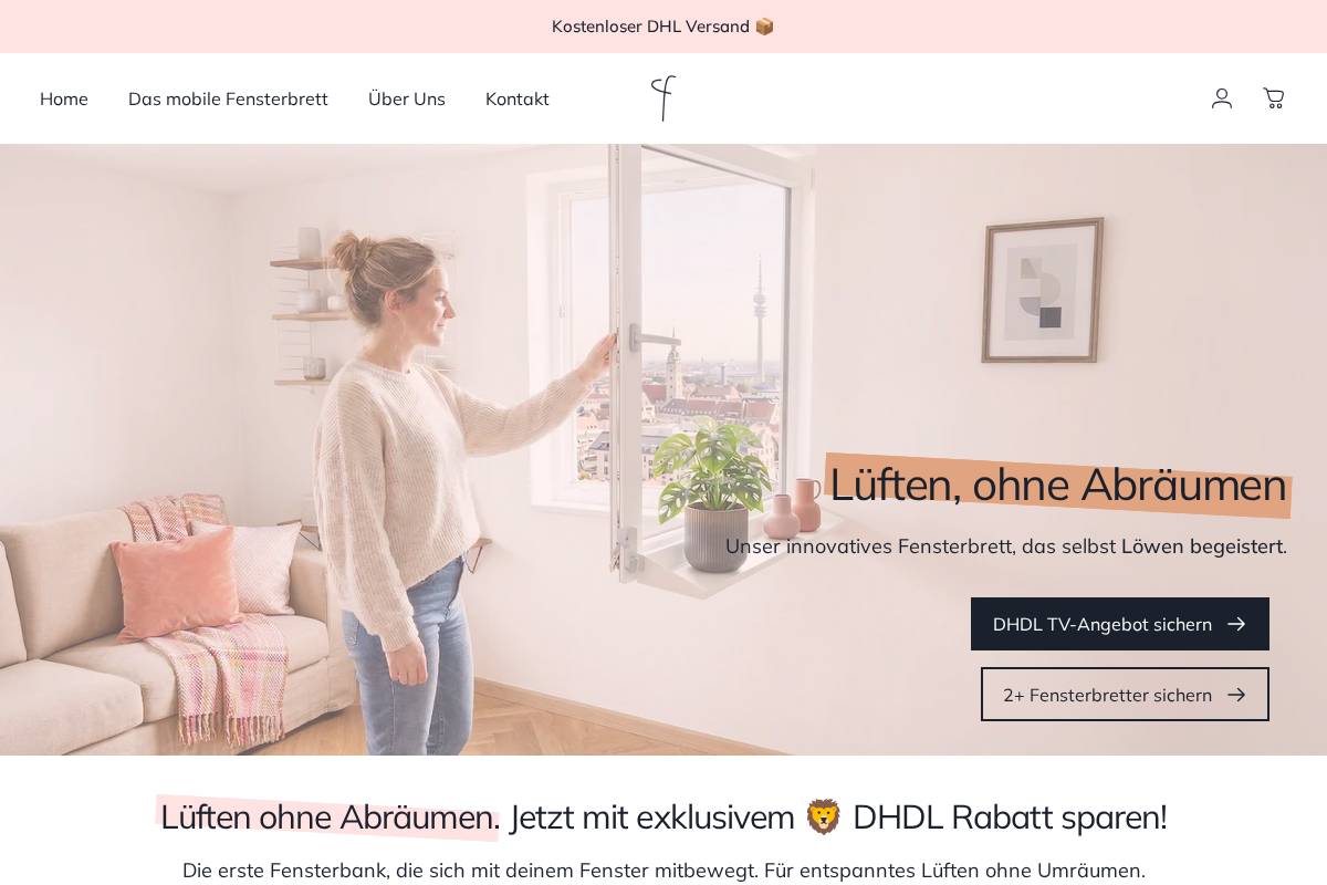 Frischluft Fensterbrett homepage screenshot