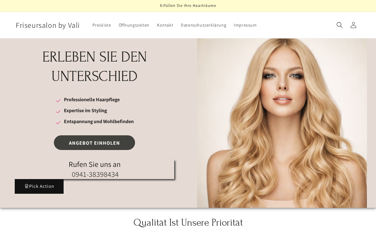 friseurbyvali.de homepage screenshot