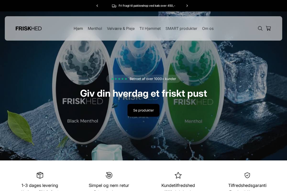 Friskhed homepage screenshot