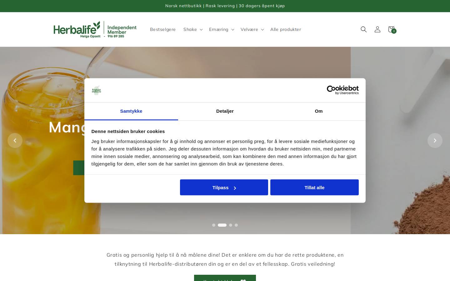 Frokostshake.no homepage screenshot