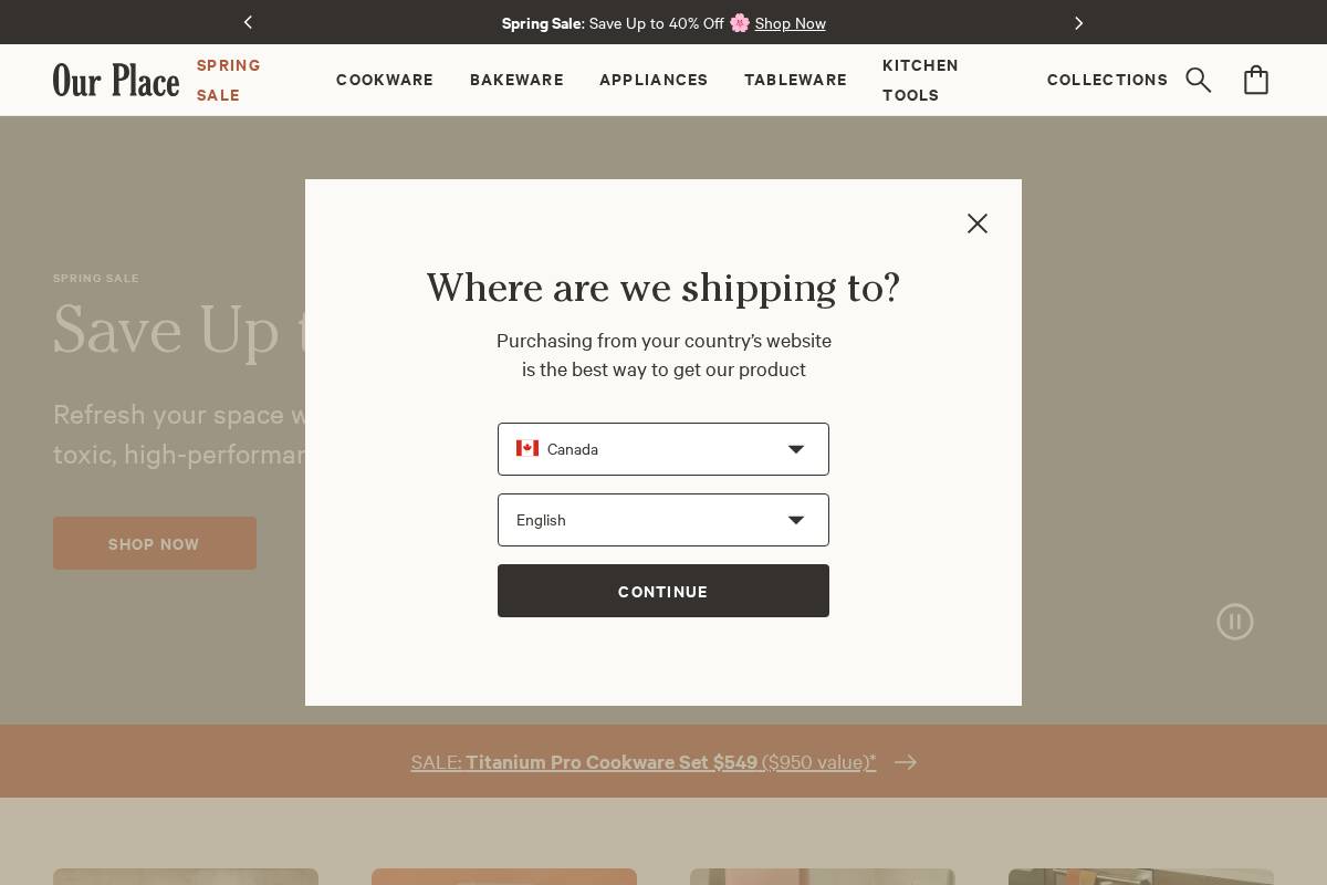 Our Place homepage screenshot