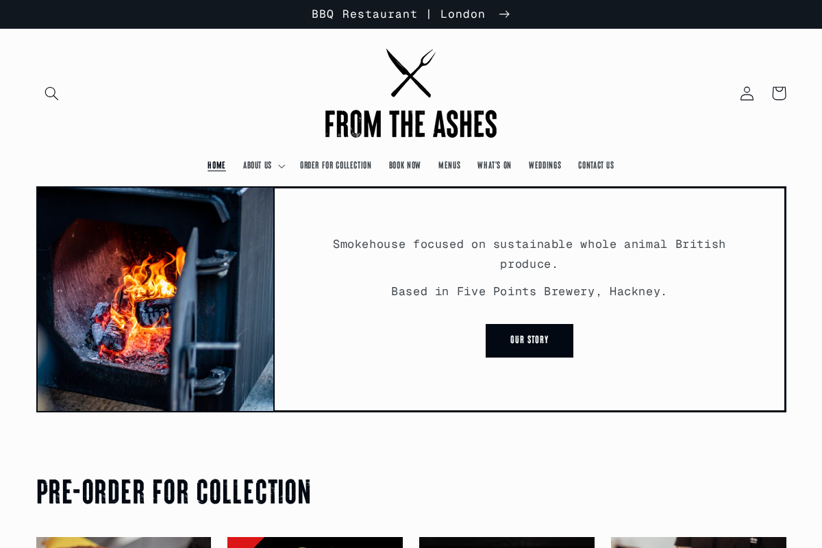 From The Ashes BBQ homepage screenshot