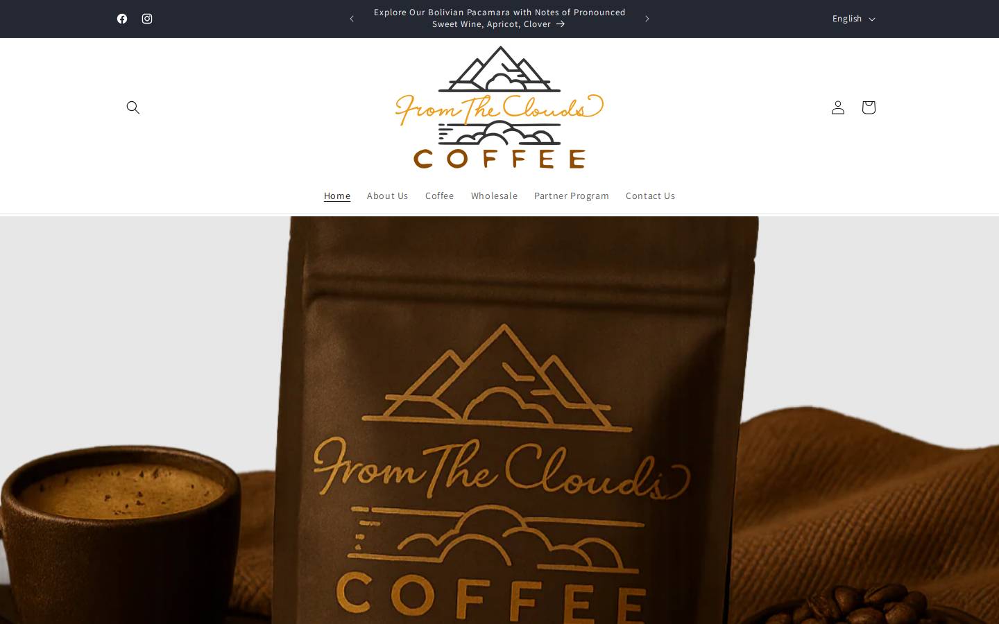 fromthecloudscoffee.com homepage screenshot