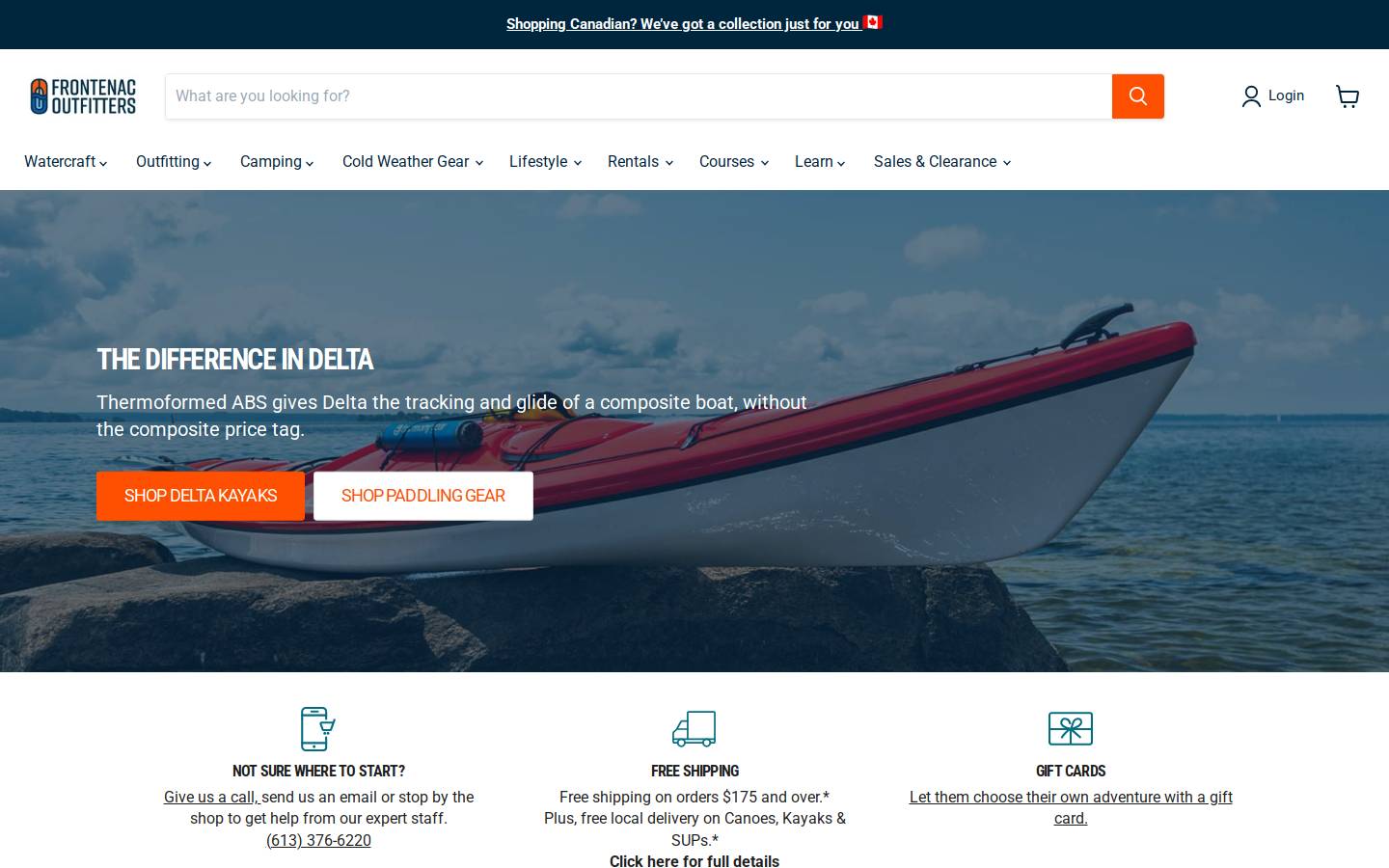 frontenacoutfitters.com homepage screenshot