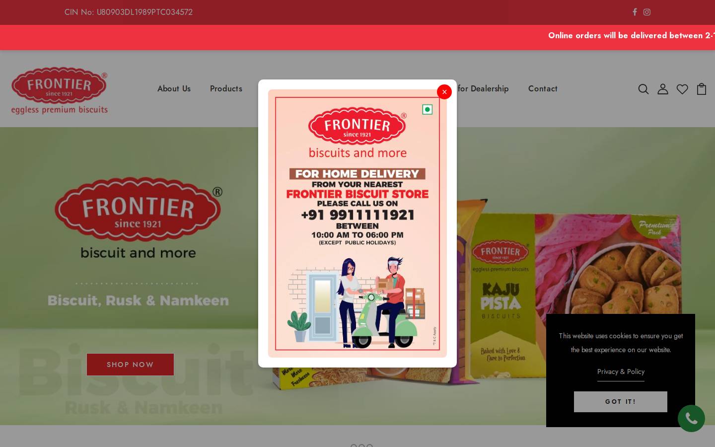 Frontier Biscuit homepage screenshot