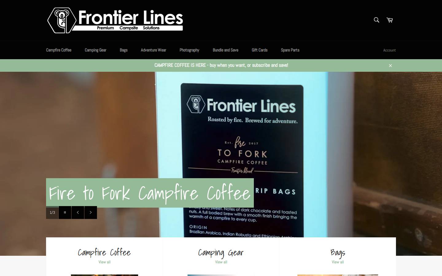 frontierlines.com.au homepage screenshot