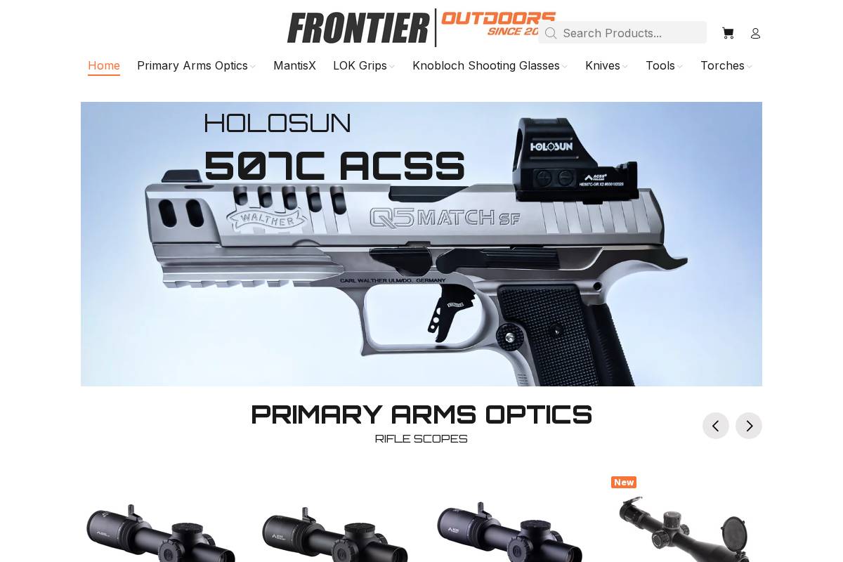 frontieroutdoors.com.au homepage screenshot