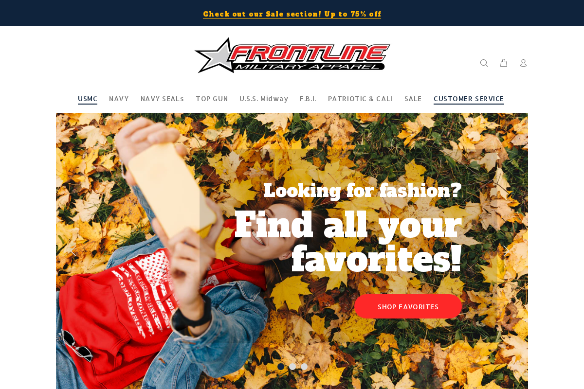 frontlineapparel.com homepage screenshot