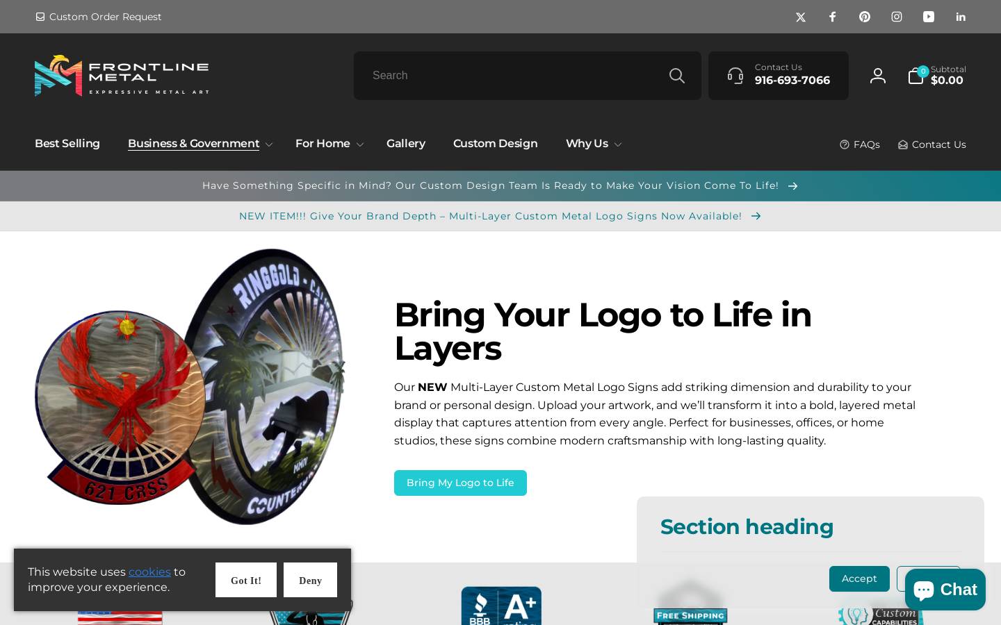 frontlinemetal.com homepage screenshot