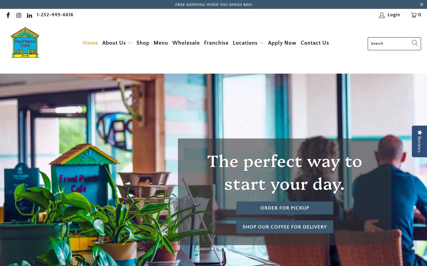 frontporchcafe.com homepage screenshot