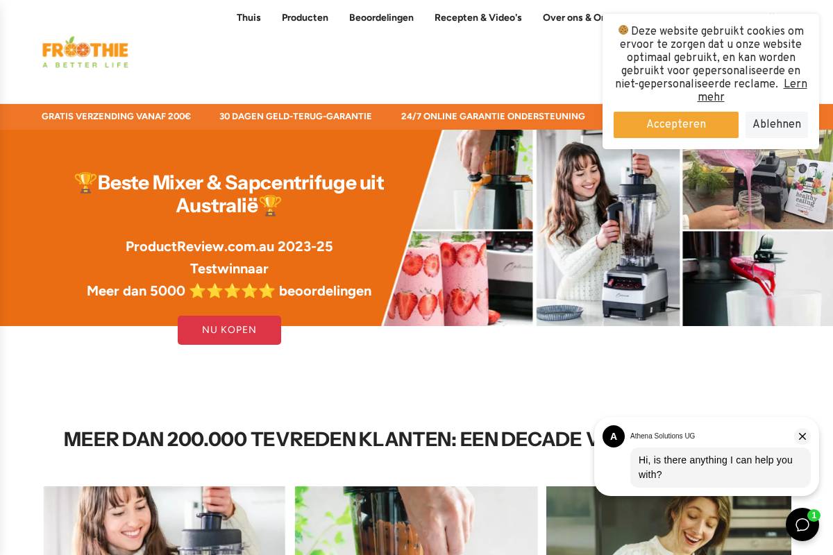 Froothie NL homepage screenshot