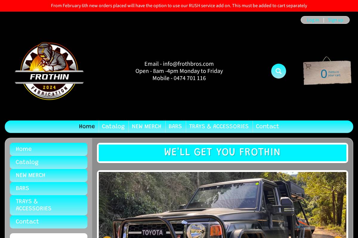 frothbros.com homepage screenshot