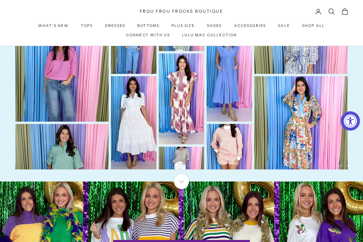 Frou Frou Frocks Boutique homepage screenshot