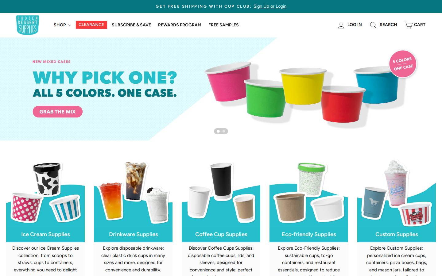 Frozen Dessert Supplies homepage screenshot