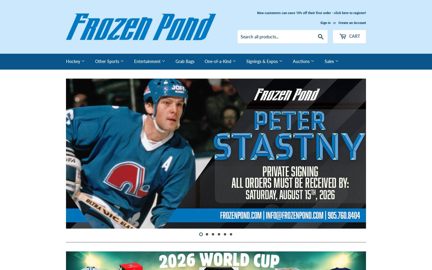 frozenpond.com homepage screenshot