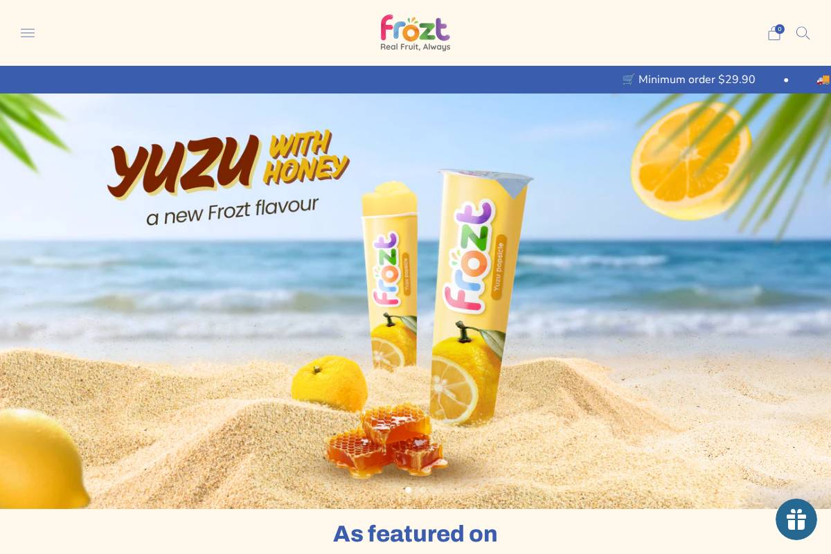 frozt.co homepage screenshot