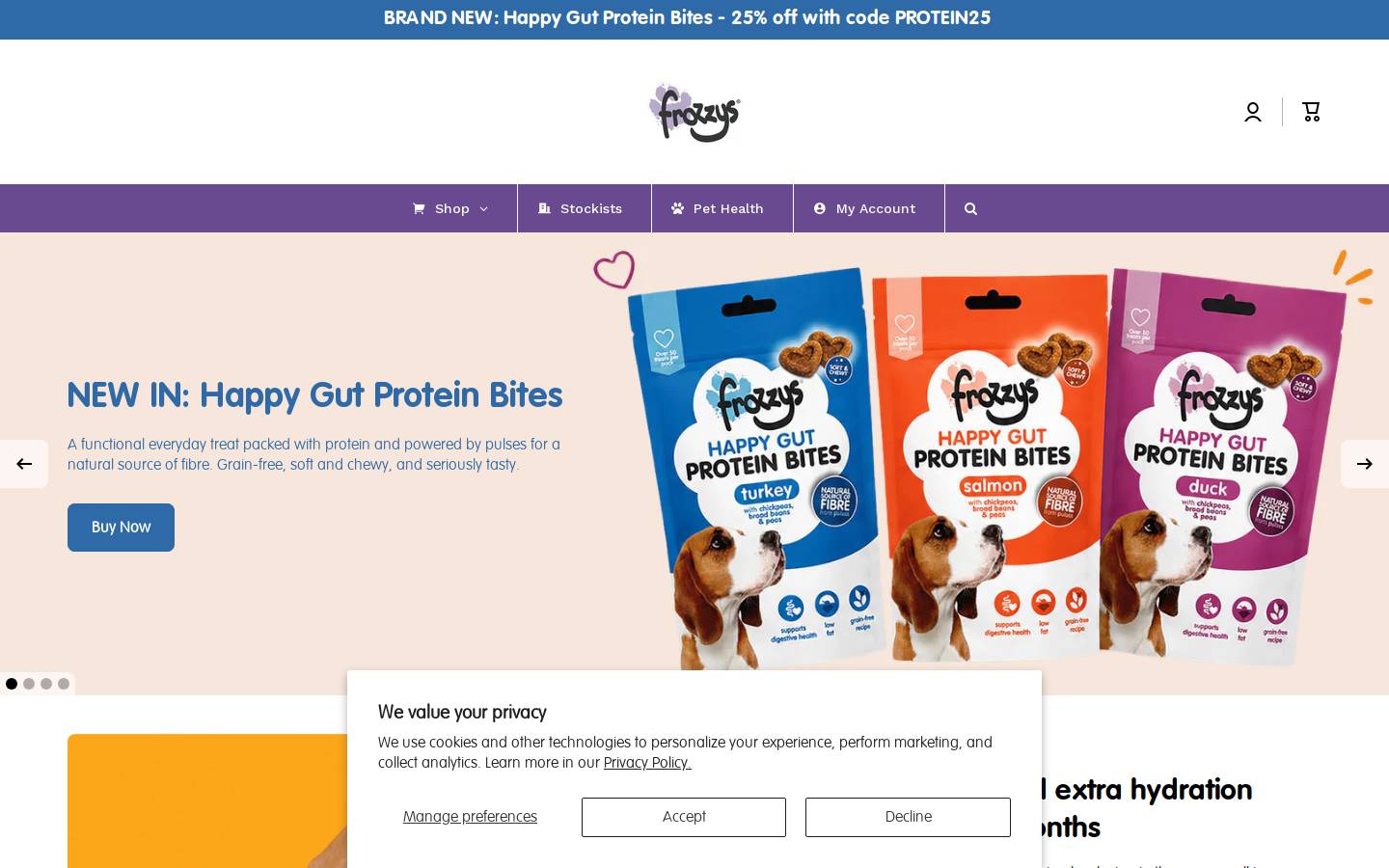 Frozzys homepage screenshot