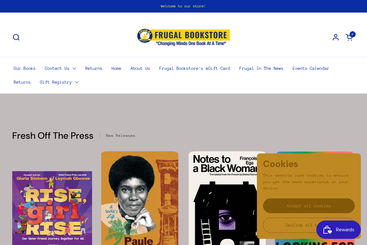 Frugal Bookstore homepage screenshot