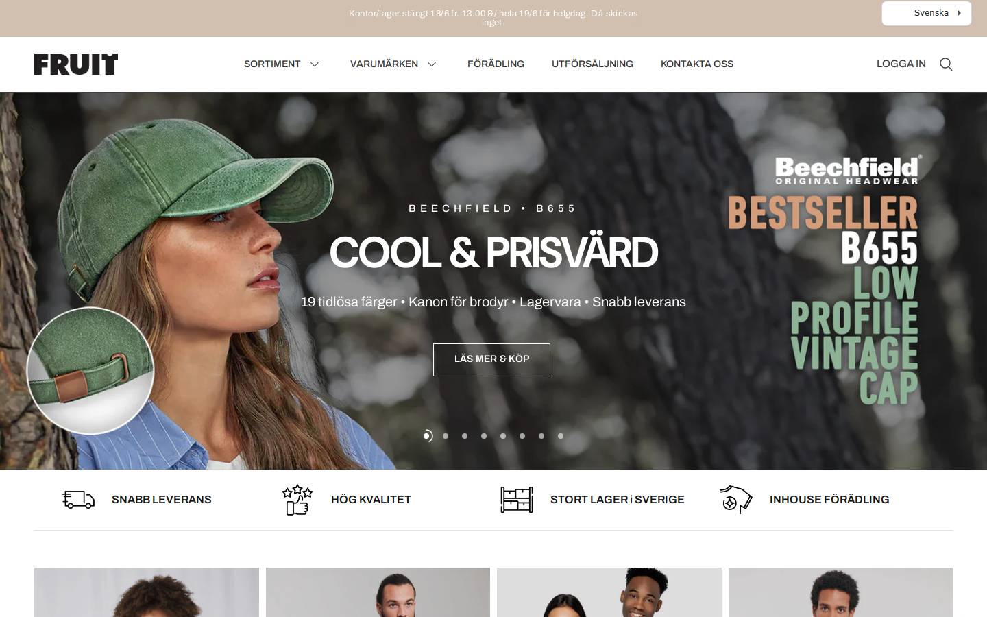 Fruit of the Loom homepage screenshot
