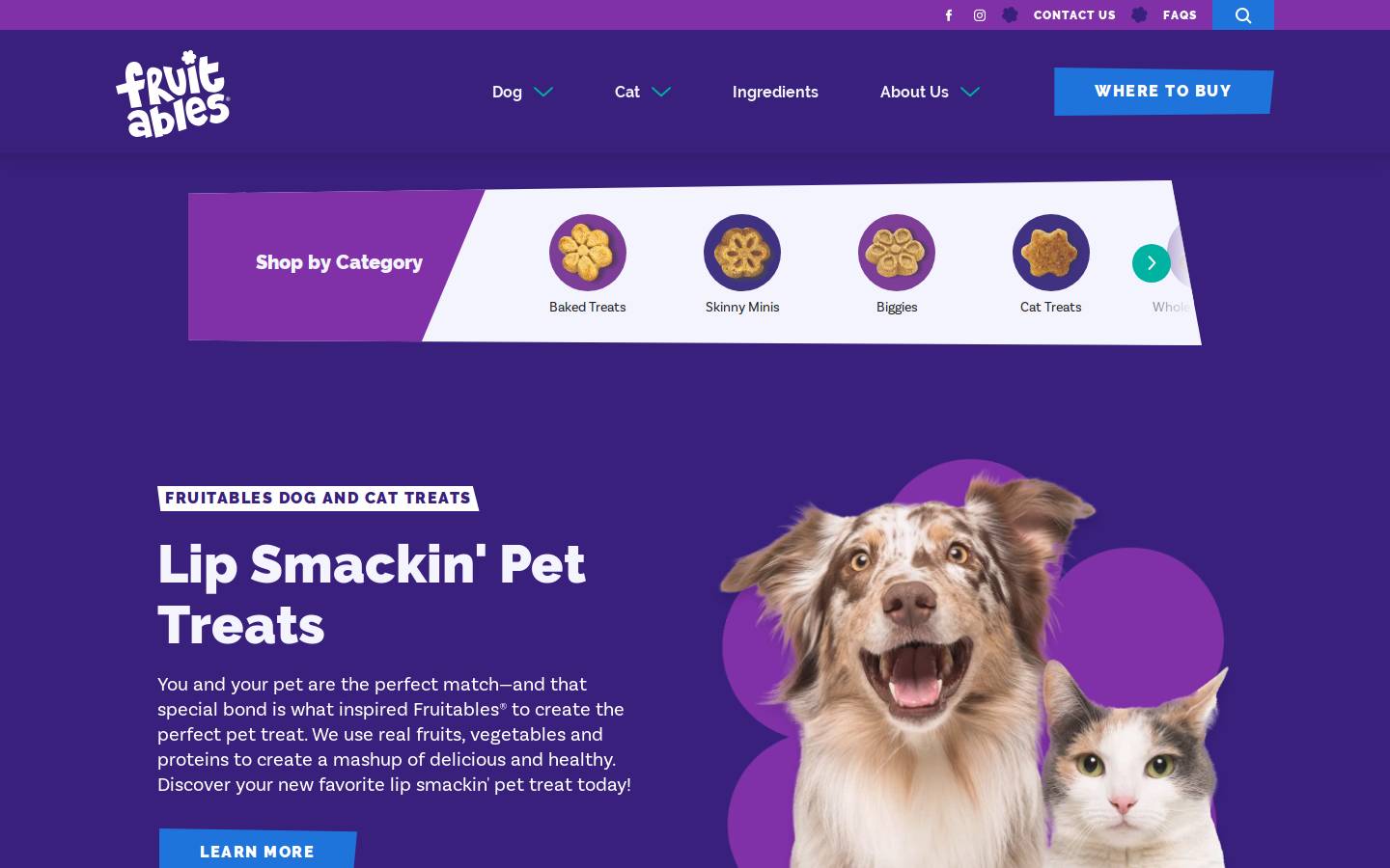 fruitablespet.com homepage screenshot