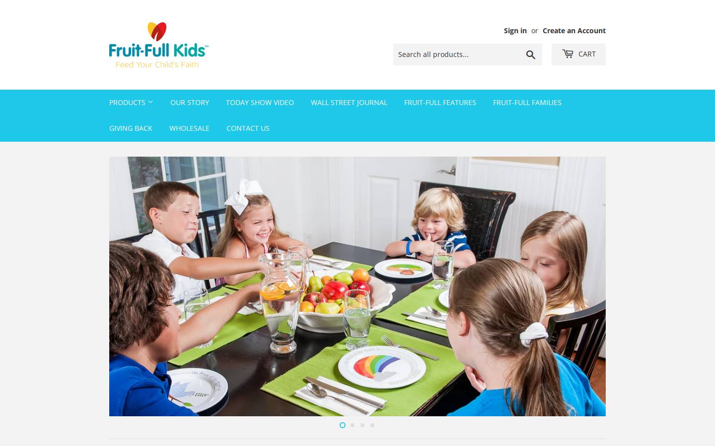 fruitfullkids.com homepage screenshot