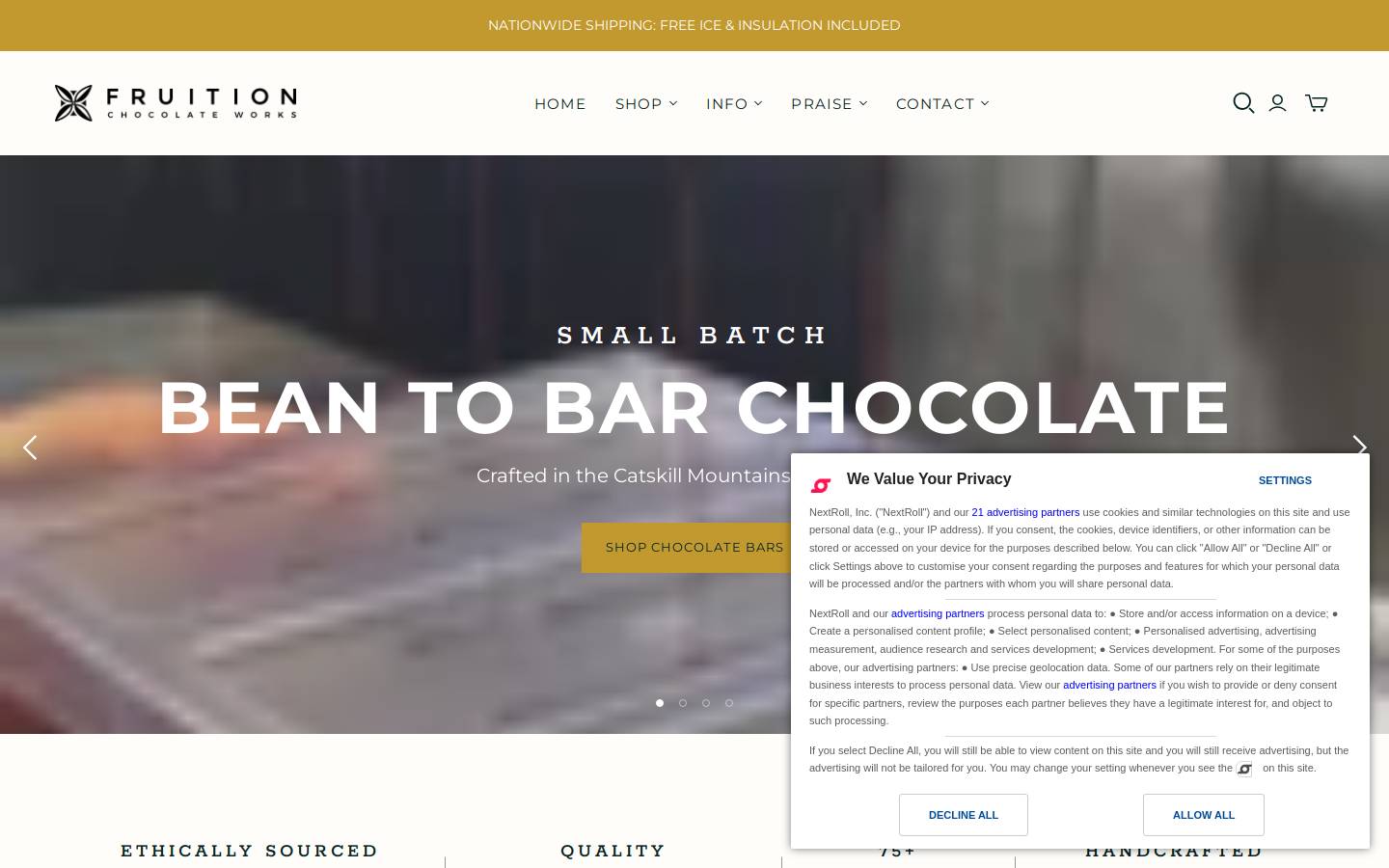 fruitionchocolateworks.com homepage screenshot