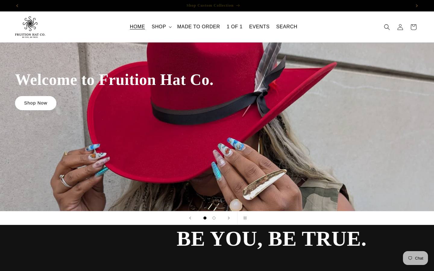 fruitionhatcompany.com homepage screenshot