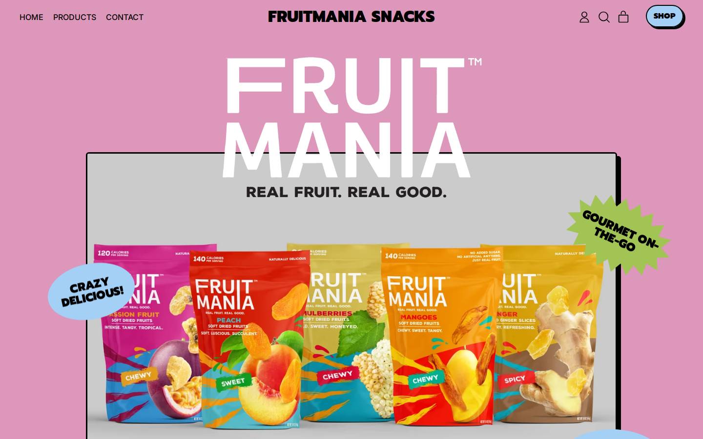 fruitmaniasnacks.com homepage screenshot