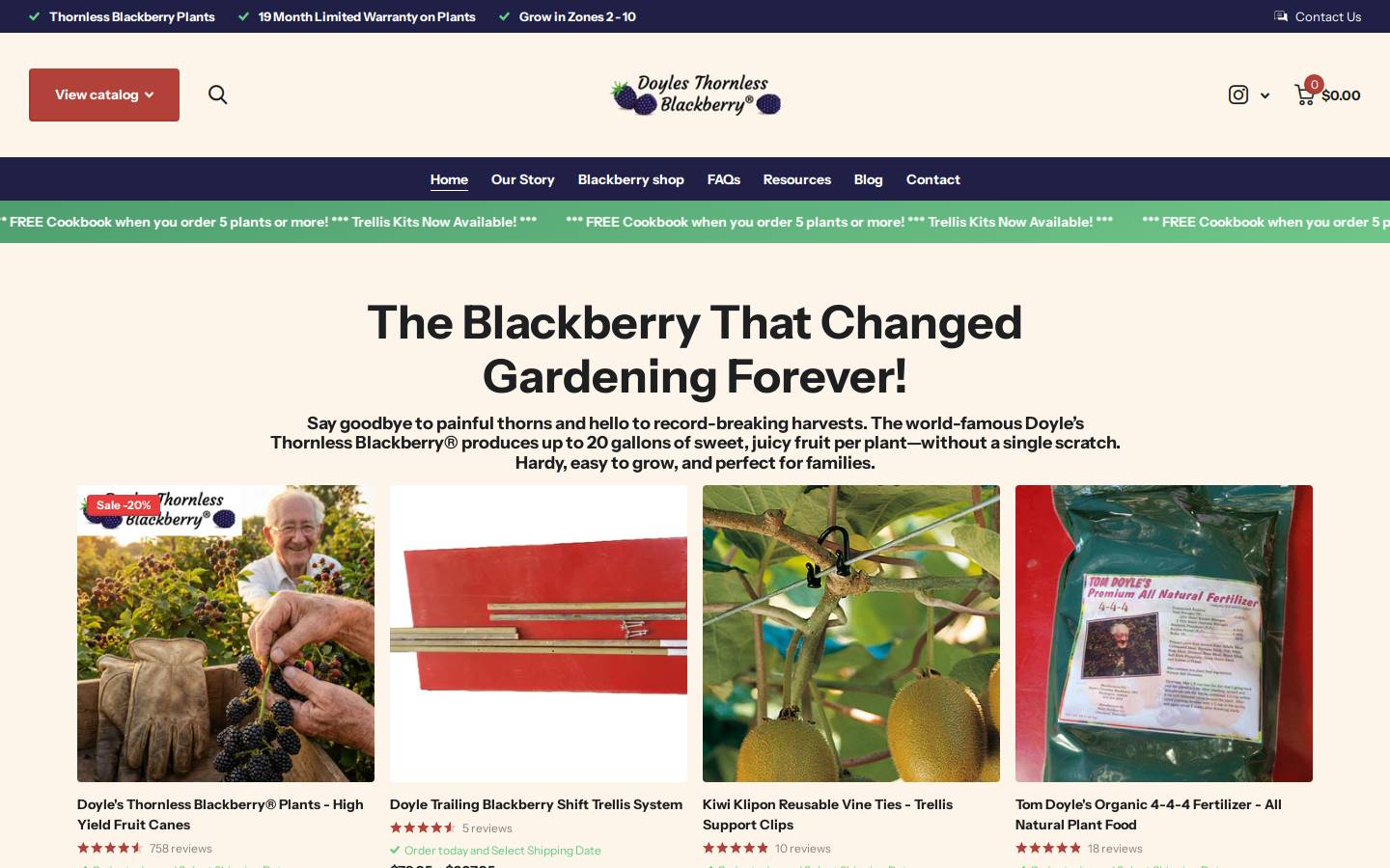 Doyles Thornless Blackberry homepage screenshot