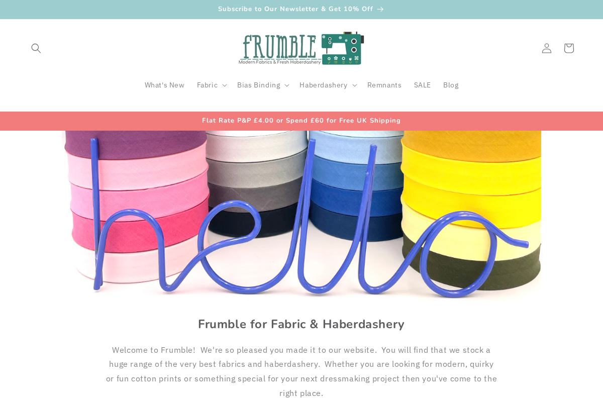 Frumble Fabrics homepage screenshot