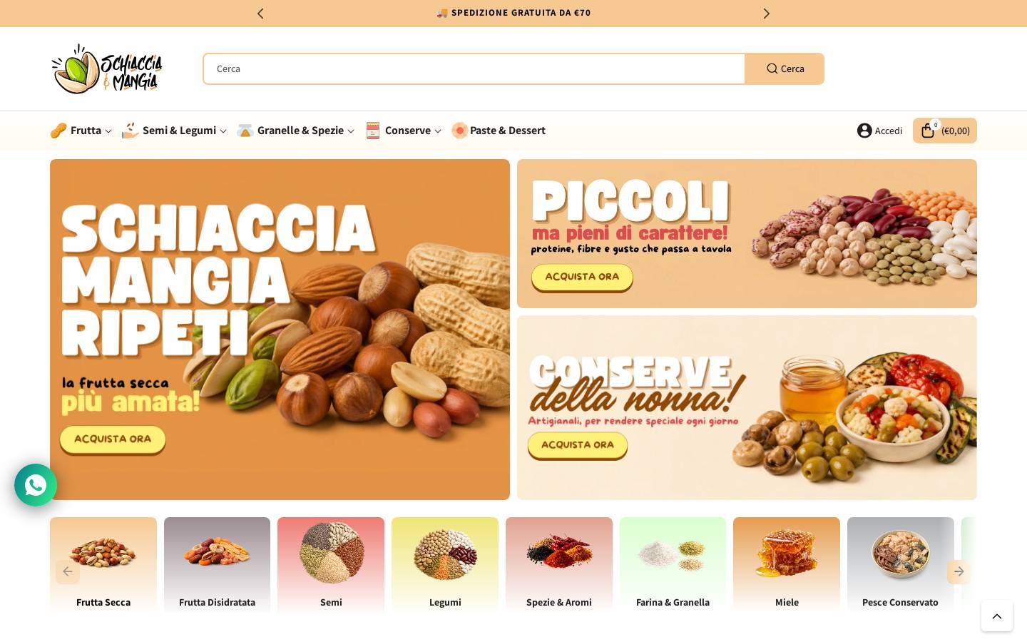 Schiaccia & Mangia homepage screenshot