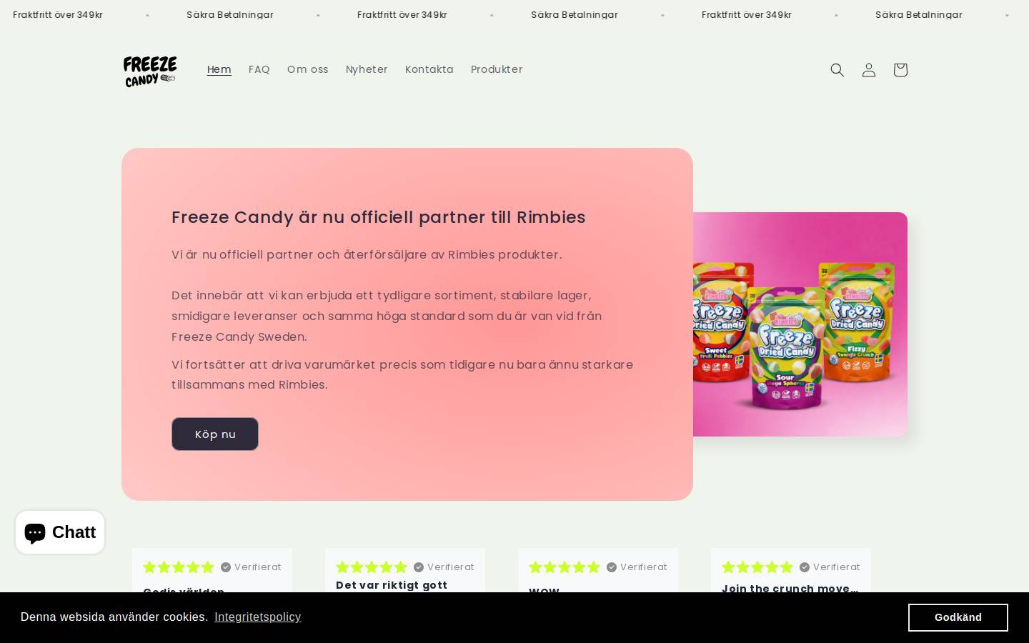 frystorkatgodis.se homepage screenshot