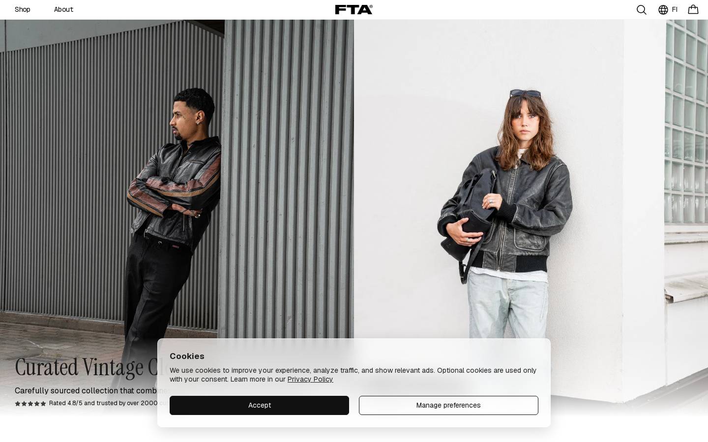 FTA® Vintage homepage screenshot