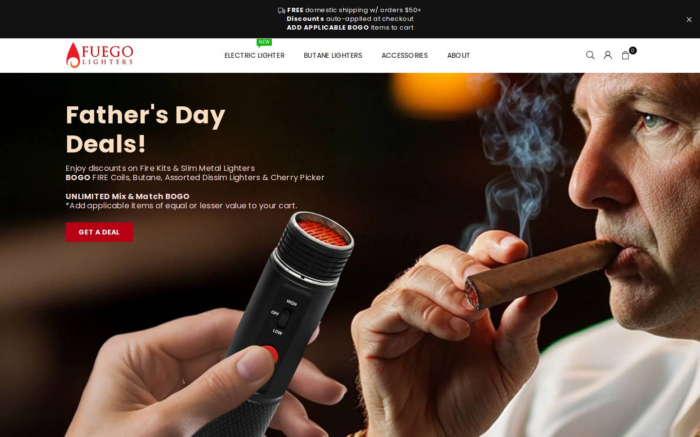 fuegolighters.com homepage screenshot