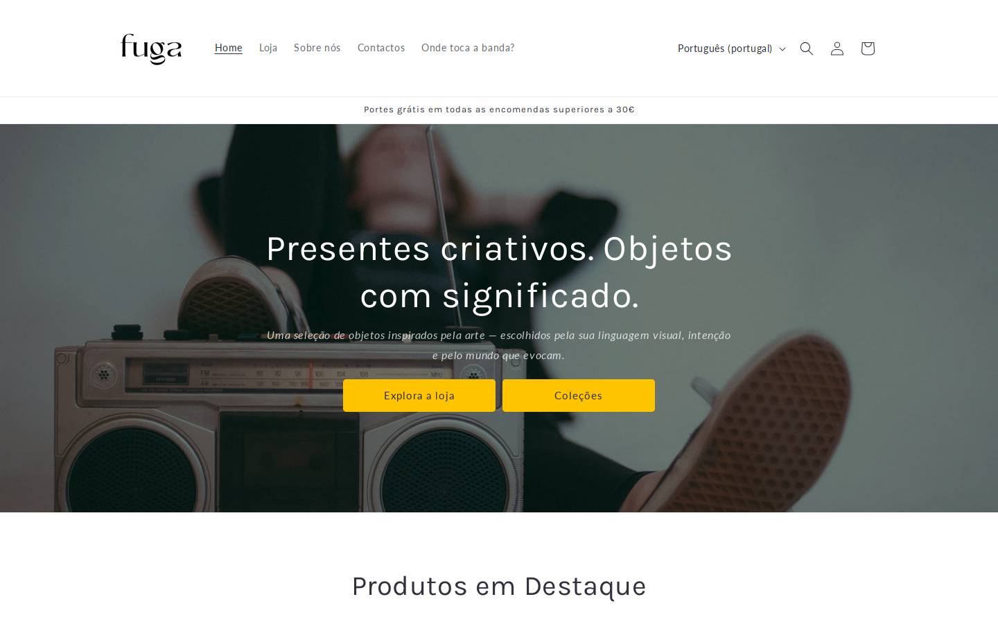 fugastore.com homepage screenshot