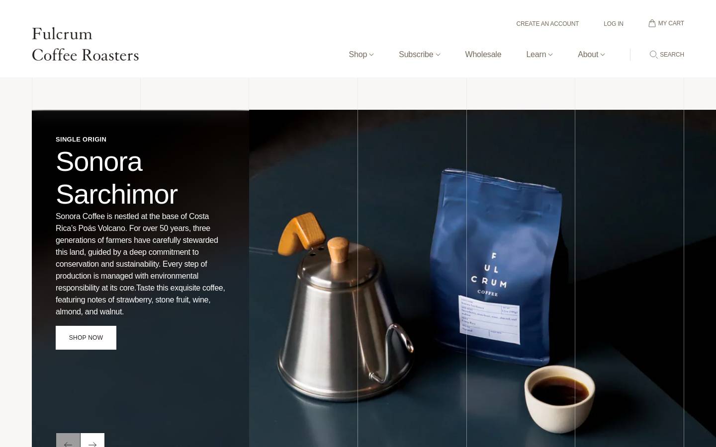 fulcrumcoffee.com homepage screenshot