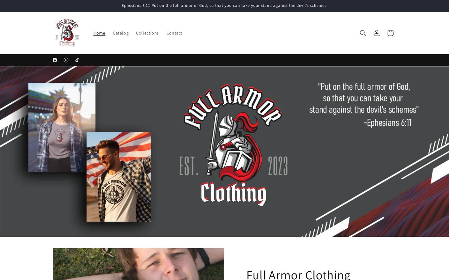 fullarmorclothing.com homepage screenshot
