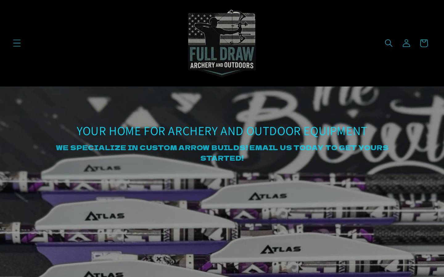 fulldrawarcheryandoutdoors.com homepage screenshot