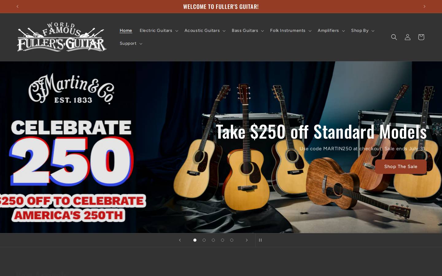 fullersguitar.com homepage screenshot