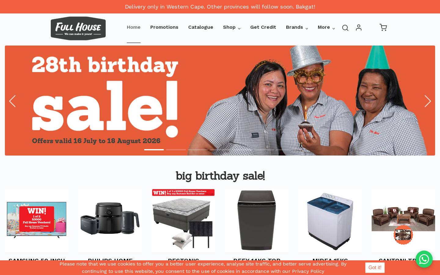 fullhouse.co.za homepage screenshot