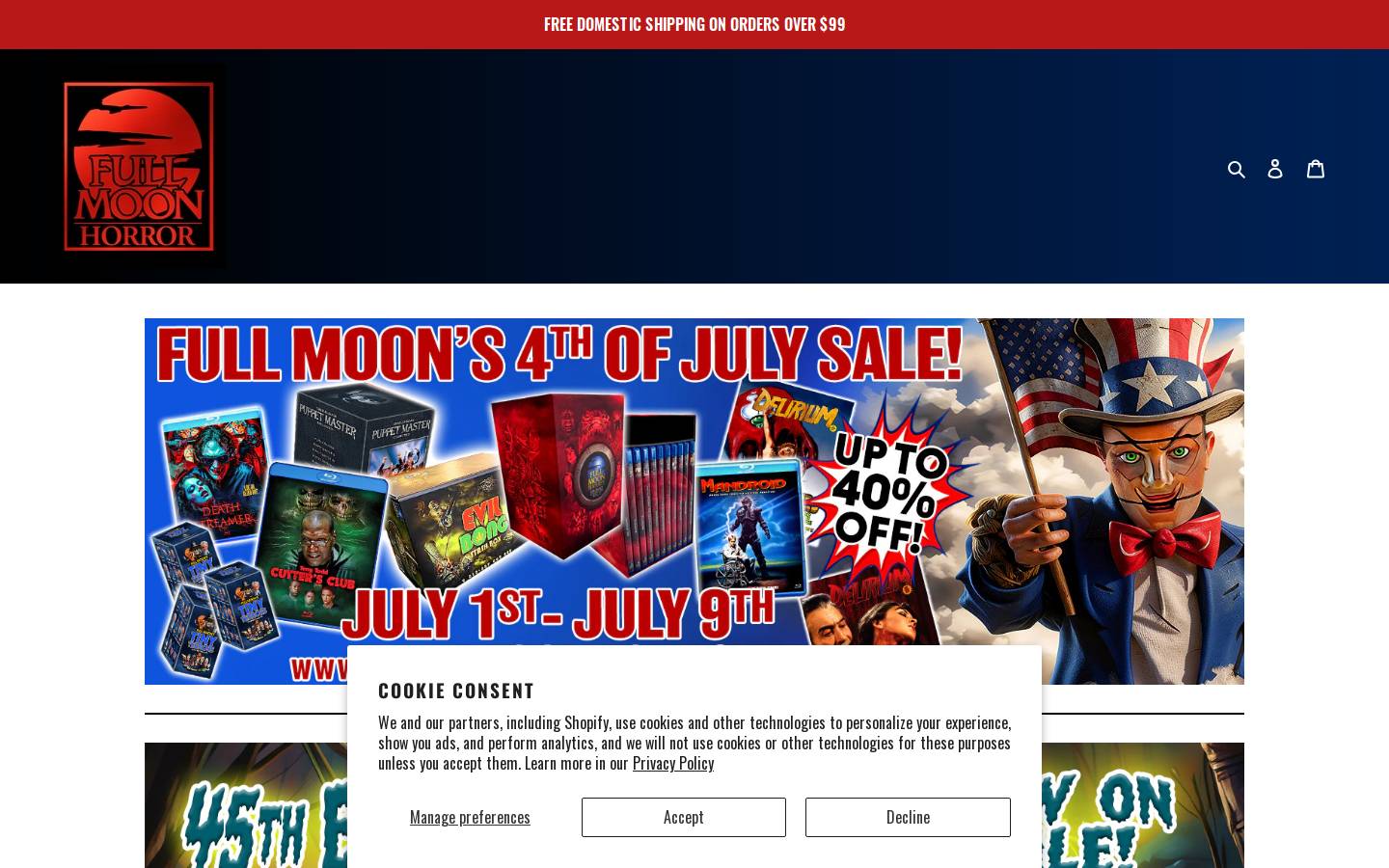 fullmoonhorror.com homepage screenshot