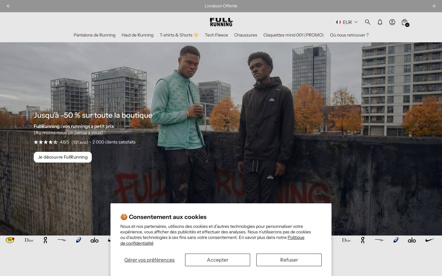 Fullrunning homepage screenshot